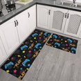 thumbnail image 2 of Game Controller Black Pattern Anti Fatigue Kitchen Rugs Set Of 2, Non Slip Washable Decorative Floor Mats for Kitchen Sink Laundry, 17"x30" and 17"x47", 2 of 6