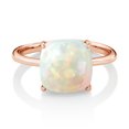 thumbnail image 2 of Gem Stone King 18K Rose Gold Plated Silver Cushion Cabochon White Ethiopian Opal Ring for Women (2.58 Cttw, Size 7), 2 of 4