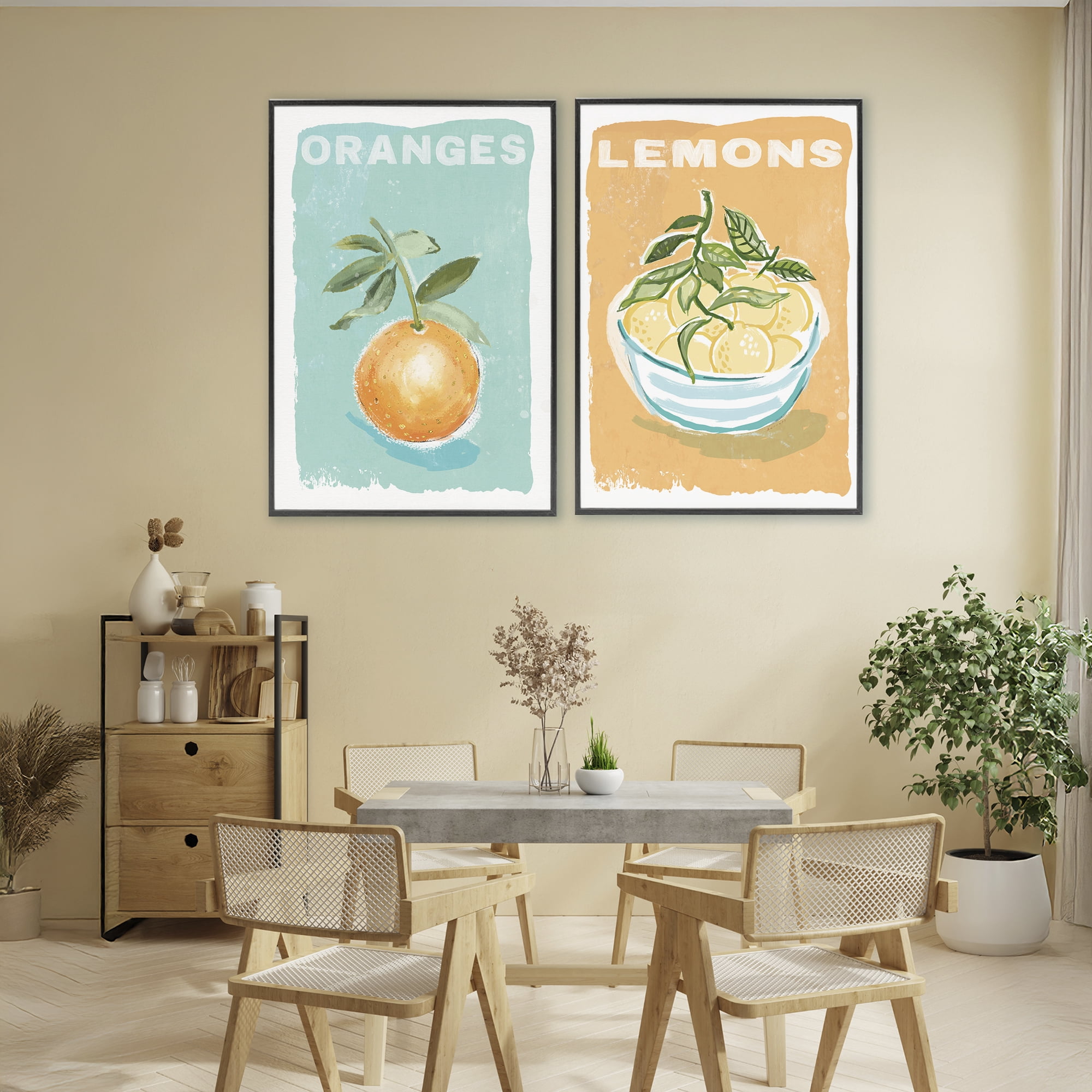 Stupell Industries Citrus Twist Motif 2 Piece Black Framed Giclee Art Set, design by Chad Barrett