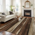 thumbnail image 2 of Rectangle Area Rugs 5 x 7 Ft, Brown Wooden Non-Slip Residential Carpet, Vintage Farmhouse Retro Art Indoor Crawling Mats Runner Rugs for Living Room/Dining Room/Bedroom, 2 of 8