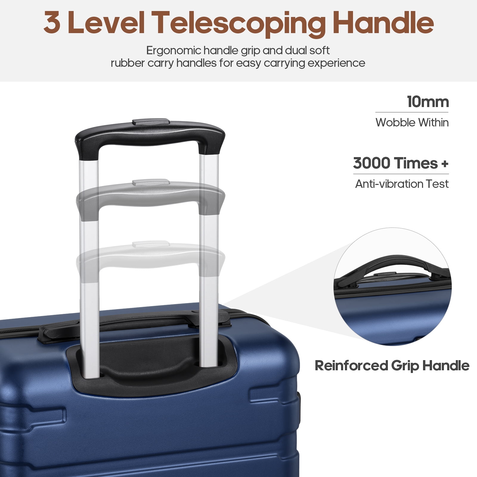 MIUSSE Hardshell Luggage Sets 3 Pieces, Hardside Lightweight Suitcase with Spinner Wheels and TSA Lock, Blue Luggage Set 20in24in28in