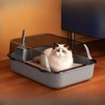 thumbnail image 3 of P Semi-Enclosed Cat Litter Box Splashproof Kitten Toilet Tray Pet Cleaning Basin with High Sides for Indoor Use, 3 of 9