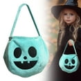 thumbnail image 2 of MOQIN Halloween Pumpkin Candy Bags for Kids, Trick or Treat, Reusable Pumpkin Buckets Trick or Treat Bags Holder Handbag for Kids Costume Party Favors Supplies, Light blue, 2 of 9
