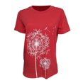 thumbnail image 4 of serony T-shirts à Col Rond pour Femmes Manches Courtes Style Simple Pissenlit Haut d'Été T-shirts Respirants Vêtements Unisexes Accessoire de Mode Rouge L, 4 of 8