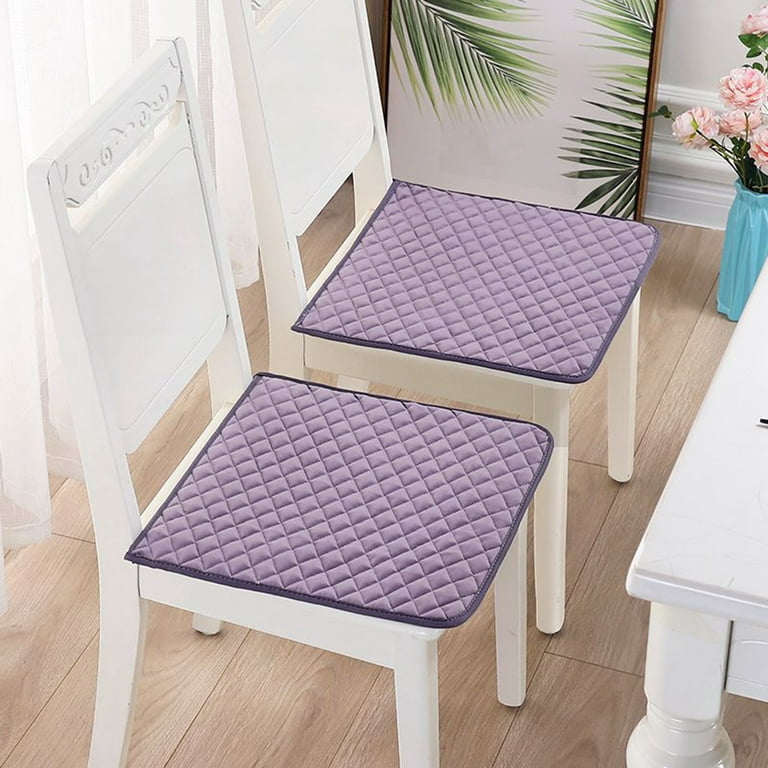 Limei Velvet Solid Chair Pad Non-Slip Soft Thick Washable Square Seat  Cushion for Kitchen Dining Room (Purple, 16 x 16) 