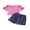 Rose Red, variant on BemeyourBBs Toddler Baby Girl Summer Clothes 2 Piece Denim Outfits Short Sleeve T Shirt Tops and Bow Cherry Embroidery Jeans Shorts Set Toddler Girls Spring Summer Outfit