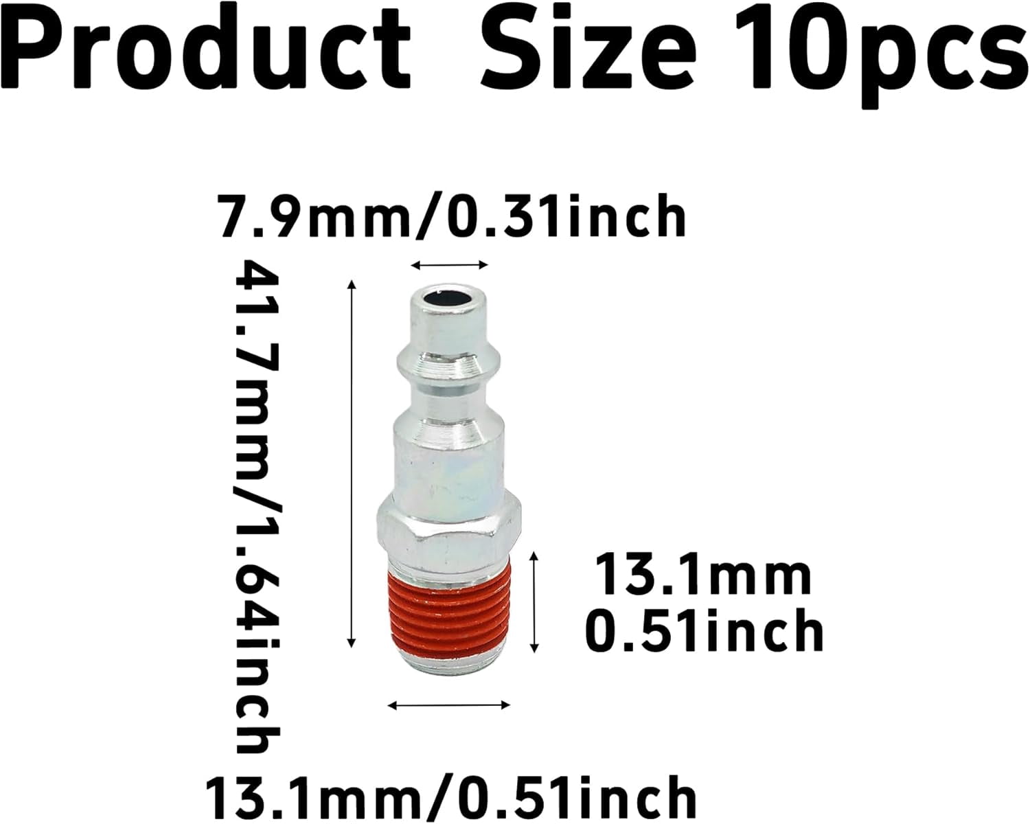 MKEUDQ-10PCS 1/4" NPT Male Air Plugs, Industrial Pneumatic Quick Connect Fittings for Air Compressor Hose, Iron Construction with Sealed Threads