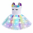thumbnail image 4 of Zwiiyzr (2-10 Years) Girls' Light Up Rainbow Tutu Dress Sparkly Sleeveless Sequin Tulle Dresses Party Princess Dress Green, 4 of 5