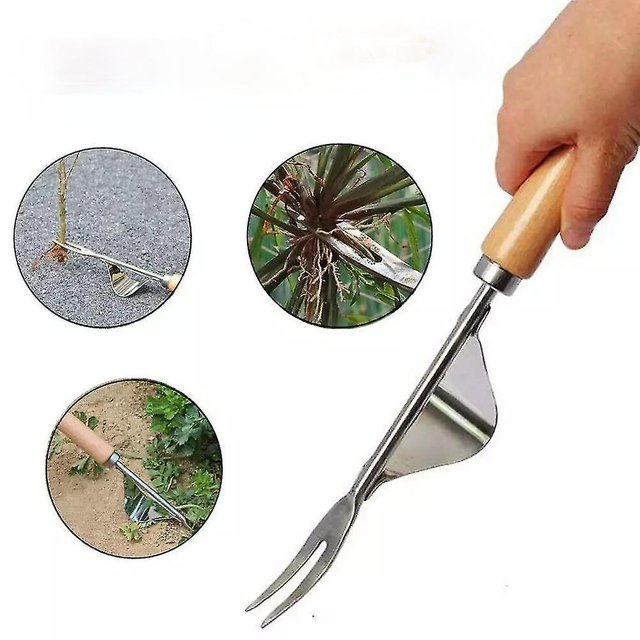 Extractor de raíces de acero, 1 ud., mango de madera, desyerbador, desyerbador de mano para jardín, herramientas de jardinería para eliminar malas hierbas JAMW Sencillez
