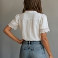 thumbnail image 5 of 2026 New Womens Casual V Neck Short Sleeve Button Down Shirts Business Casual Work Boho Tops Blouses(White,M), 5 of 7