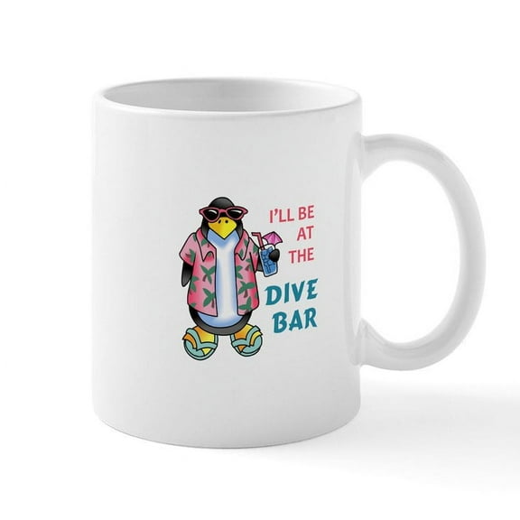 CafePress - AT THE DIVE BAR Mugs - 11 oz Ceramic Mug - Novelty Coffee Tea Cup