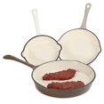 Lot45 Enameled Cast Iron Cookware Set 3 Piece NonStick Ceramic Coated Cast Iron Skillets