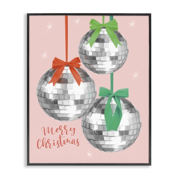 Stupell Industries Glam Merry Christmas Disco Balls Black Framed Giclee Art, 11 x 14, by House Fenway