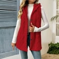 thumbnail image 2 of Mohiass Sherpa Vest Women with Hood Button Fleece Vest Soft Warm Lightweight Fall Jacket Open Front Cardigan Sweaters Red XL, 2 of 6