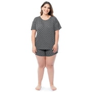 Fruit of the Loom Women's Soft and Breathable Short Sleeve Crew Top & Pajama Short Set, Sizes S-4X