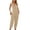 Khaki, variant on Women's Casual Bib Pants Long Jumpsuit Rompers Summer Tapered Leg Closed Cinch Bottom Adjustable Baggy Overalls Casual Harem Jumper Sleeveless Button Loose White Small