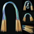 thumbnail image 3 of 18pcs Multicolor Tube Circular Carbonized Bamboo Knitting Needles Braided Tool 40cm - 120cm, 3 of 5