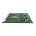 thumbnail image 2 of Ahgly Company Machine Washable Indoor Square Medallion Turquoise Blue Traditional Area Rugs, 8' Square, 2 of 4