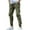 Green, variant on Men's Casual Cargo Pants Elastic Drawstring Waist Pants Black
