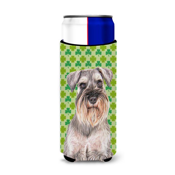 Carolines Treasures KJ1200MUK St. Patricks Day Shamrock Schnauzer Ultra Hugger for slim cans Slim Can multicolor