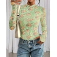 thumbnail image 5 of PRETTYGARDEN Womens Long Sleeve Going Out Tops Fall Mesh Floral Blouses Slim Fitted Shirts Date Night Outfits, 5 of 10