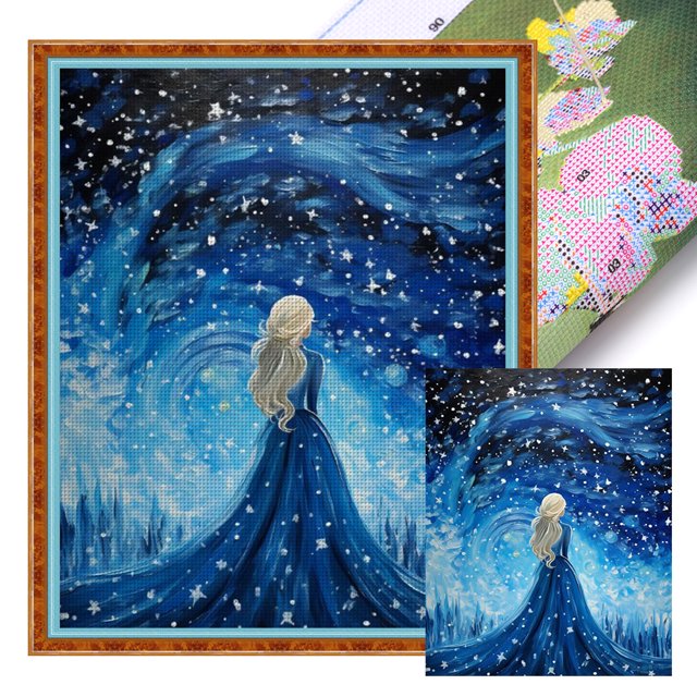 Hilo Algodón Ecológico Bordado Kit Punto Cruz Con Hielo 14CT 40x50cm