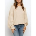 thumbnail image 4 of Women'S Oversized Crewneck Sweater Batwing Puff Long Sleeve Cable Slouchy Pullover Jumper Tops, 4 of 6