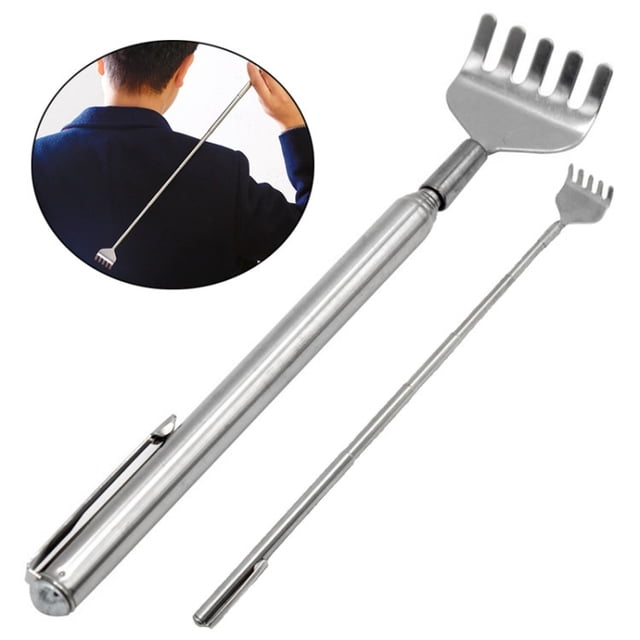 Extendable Back Scratcher, Stainless Steel Telescoping Tickler, Pocket-Sized Back Massager, Handy Relief Tool for Home and Kitchen, Relaxation Gadgets, Kitchen Accessories