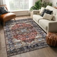 thumbnail image 3 of Haperlare Washable Rugs for Living Room Boho Bedroom Rug Vintage Oriental Area Rug Non Slip Throw Rugs Medallion Soft Low Pile Stain Resistant Carpet, 8' x 10' Red, 3 of 7