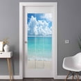 thumbnail image 2 of Ocean Blue Window Privacy Film, Beach Nature Coast Sea Shore Sky Seawater Static Cling UV Sun Blocking Heat Control Window Tint Day and Night, Non-Adhesive One Way Windows Privacy Cover 35.4''x78.7'', 2 of 7