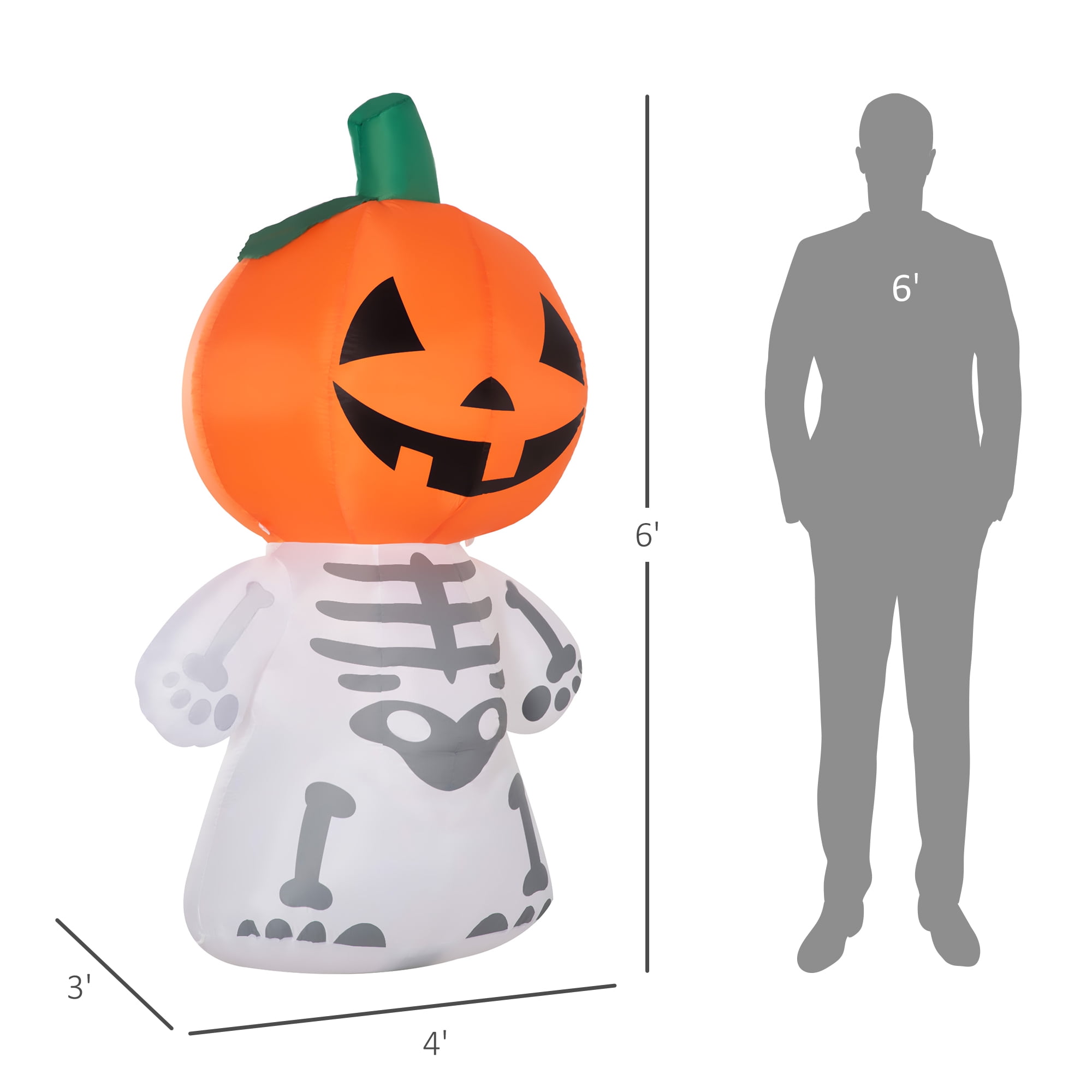 Alvantor Inflatables Halloween Pumpkin Decorations 6ft Blow Up LED Decor for Garden, Lawn Waterproof
