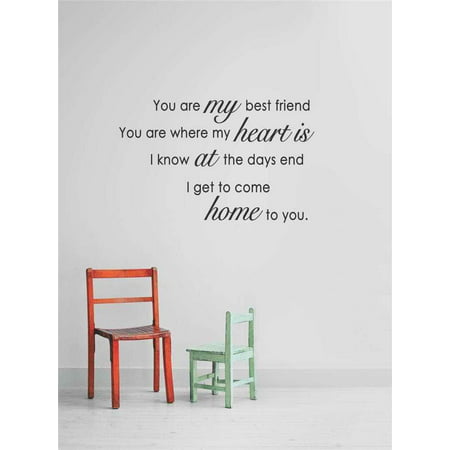 Custom Wall Decal Sticker You Are My Best Friend You Are Where My Heart Is I Know At The Days End I Get To Come Home To You Quote