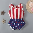 thumbnail image 2 of Qopobobo Fourth July Baby Outfit 4th Of July Baby Girl Outfits American Flag Romper Sleeveless Backless Ruffle Bodysuit Headband Clothes Set Blue,18 Months, 2 of 8