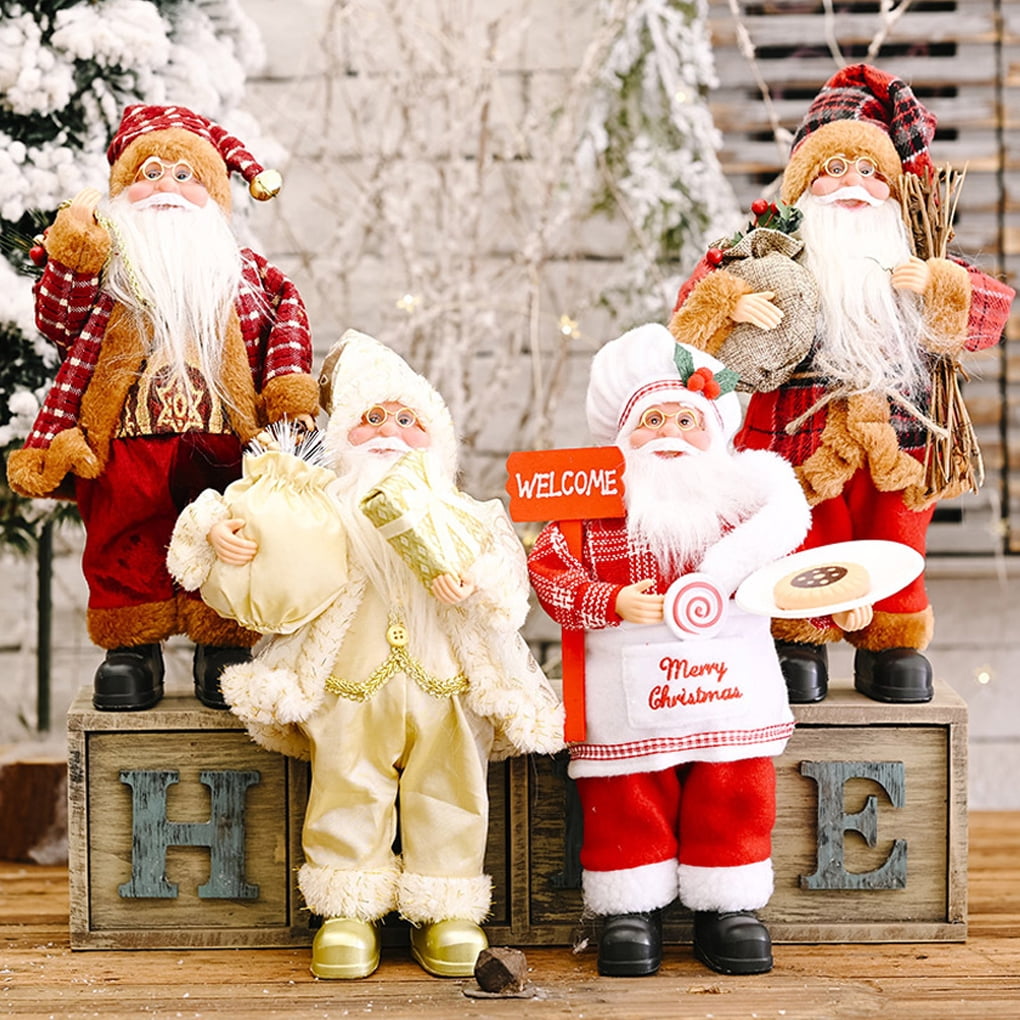 TureClos Doll Merry Christmas Santa Claus Standing Decoration Festival Party Plastic Ornament Gift