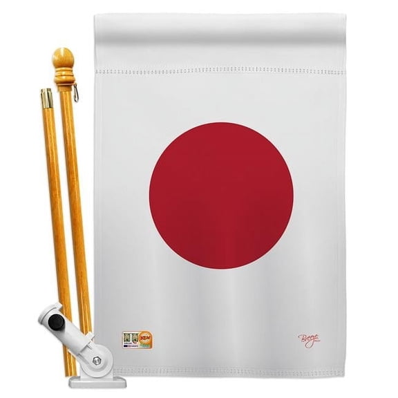 Breeze Decor BD-CY-HS-108128-IP-BO-D-US13-BD 28 x 40 in. Japan Flags of the World Nationality Impressions Decorative Vertical Double Sided House Flag Set with Pole Bracket & Hardware