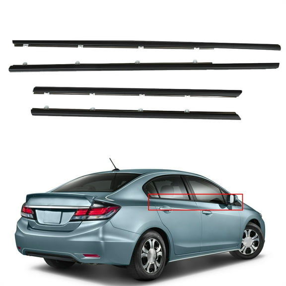 SEBLAFF 4pcs Car Weatherstrip Window Moulding Trim Seal Belt fit for Honda Civic 2012-2015#72410TR0A01 Not Replacement for Hatchback