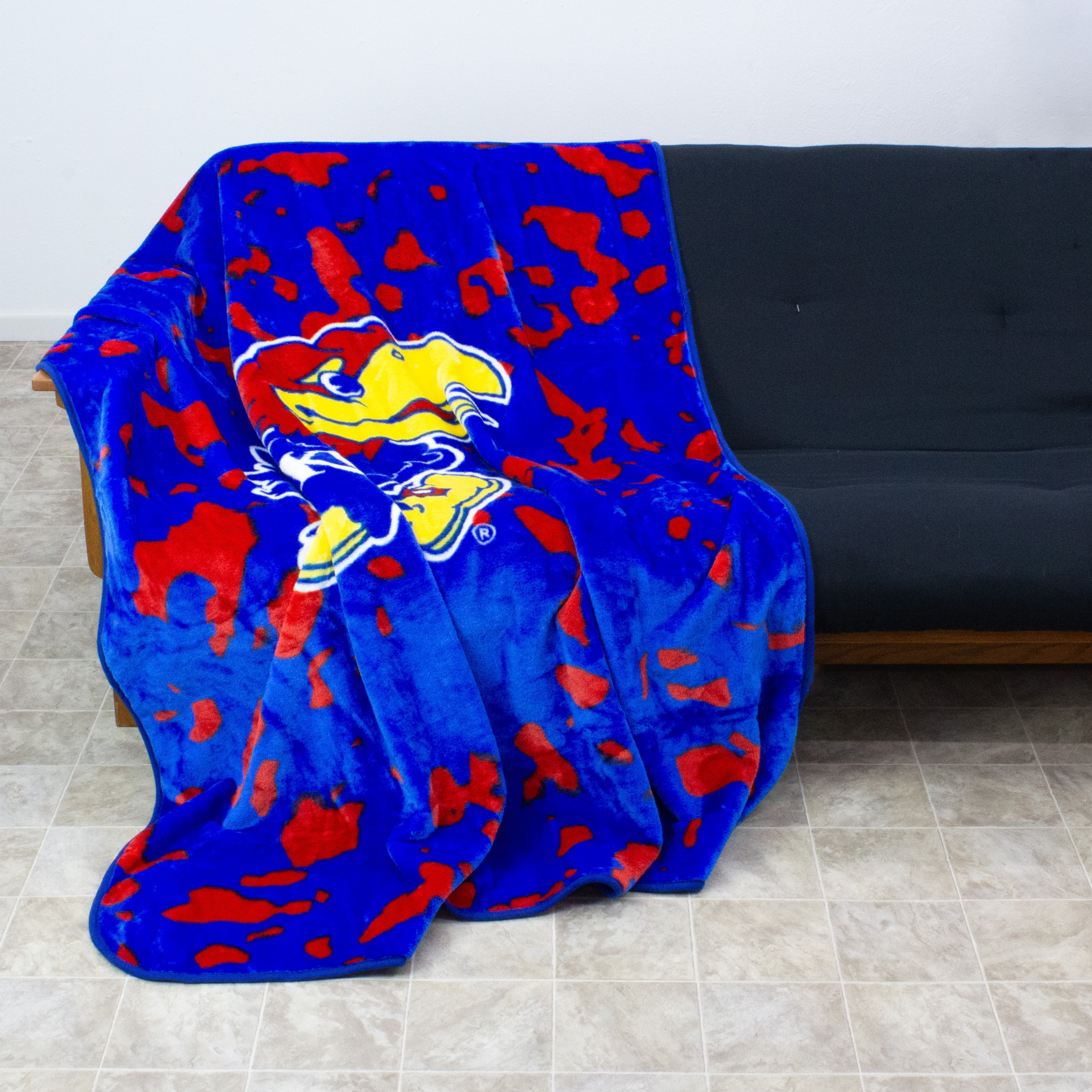 College Covers Kansas Jayhawks Huge Raschel Throw Blanket, Bedspread, 86" x 63"