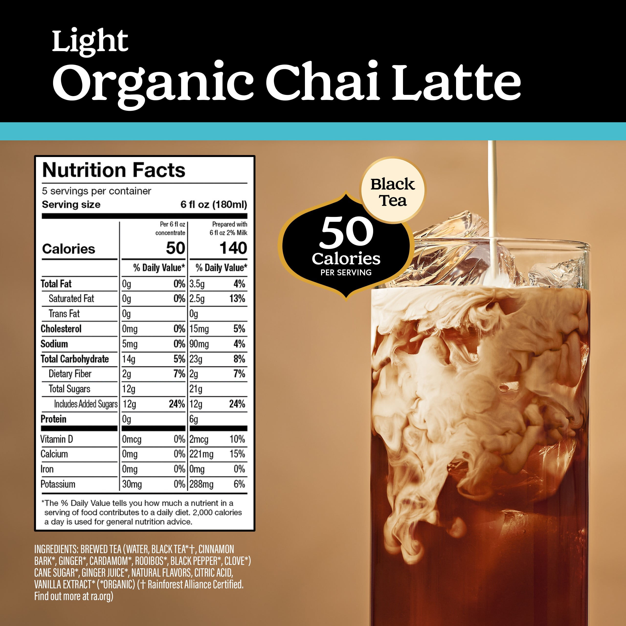 (2 pack) Yogi Barista Light Organic Chai Latte, Black Tea Concentrate, 32 fl oz Carton