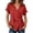 Red, variant on Womens Oversized Solid Color t shirt Turtleneck top Casual Tie Front Irregular Hem Short Sleeve Fashion Trendy tee