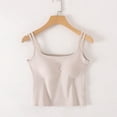 thumbnail image 2 of Clean Womens Strapless Self Bra Tank Tops U-Neck Sleeveless Shirts Plain Basic Tunic Tee Tight Fitted Camisole Sleepwear One Piece Seamless Bra Support Push-Up Underwear Training Yoga Clothes, 2 of 6
