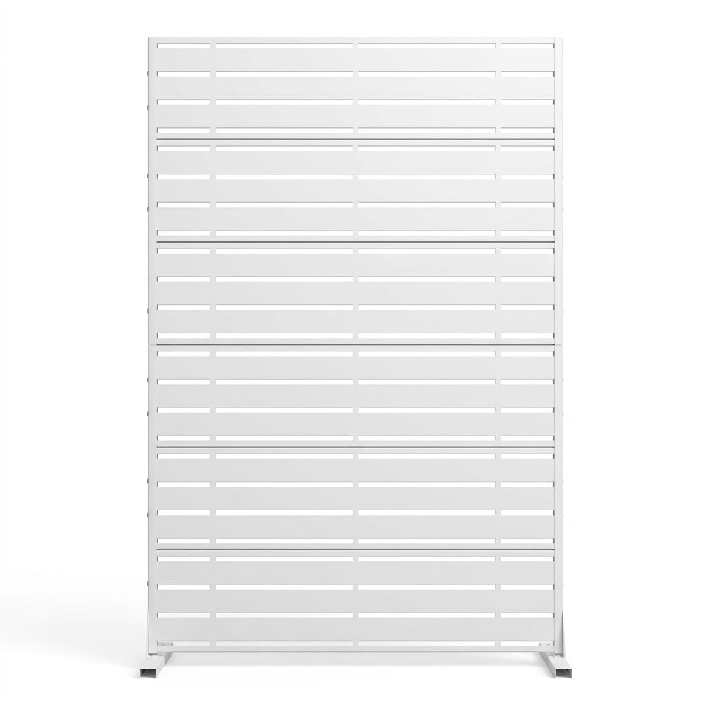 MAYEERTY 72" x 47" Outdoor Metal Privacy Screen, 6-Panel Decorative Screen for Patio, Balcony & Garden, White