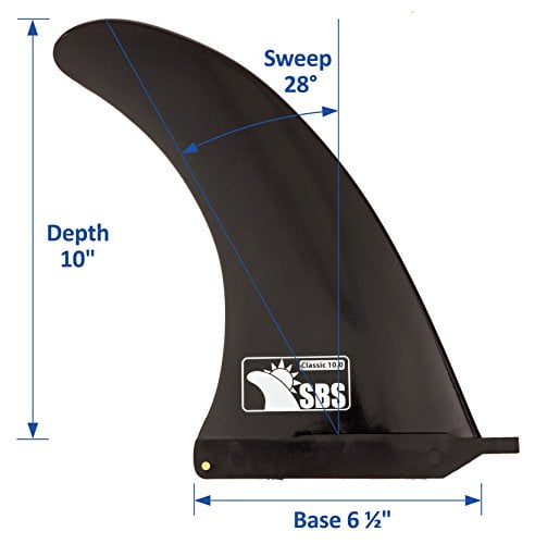 SBS 10" Surf  SUP Fin 10 inch Center Fin for Longboa Free No Tool Fin Screw 
