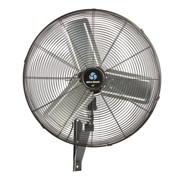 Wind Blade 3-Speed Oscillating Industrial Wall-Mount Fan - Tilt Head, 1/4 HP, 6,550 CFM - 24" - 1 count box