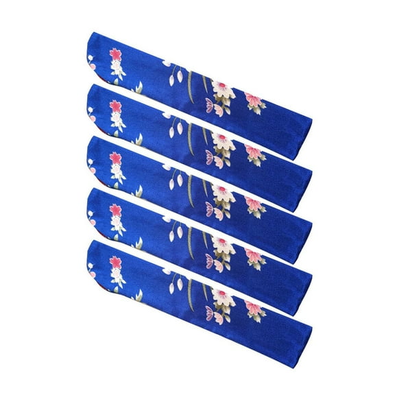 SIEYIO 5Pcs Elegant Vintage Flower Folding Fan Silk Storage Bag Dustproof Protective Pouch Chinese Hand Fan Cover Case Sleeve