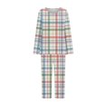 thumbnail image 4 of Puntoco Conjunto de capris de manga larga a cuadros con cuello redondo de dos piezas para mujer Puntoco Puntoco-762, 4 of 5