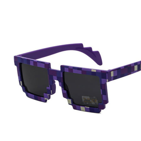 Unisex Fashion Novelty Square Mosaic Sunglasses Lenses Color:Purple grid