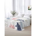 thumbnail image 6 of Blue Red Coastal Flat Sheets Only Twin XL Size, Soft Breathable Bed Top Sheets for Mattress, Nautical Summer Beach Coral Sea Turtle Luxury Bedding Flat Sheets for Home Hotel Bedroom Bed Protection, 6 of 9
