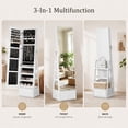 thumbnail image 4 of Skyhill 360°Swivel Jewelry Armoire, 60" Full Length Mirror Cabinet with 3 Rear Shelves, Bottom Drawer, White, 4 of 9