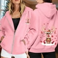 thumbnail image 3 of Christmas Hoodies for Women 2025 Long Sleeve Zip Up Reindeer Graphic Hooded Sweatshirt with Pockets Jacket Coat, 3 of 7