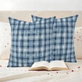 thumbnail image 3 of Blue Plaid Outdoor Waterproof Pillow Covers, Modern Simple Watercolor Buffalo Lattice Decorative Square Throw Pillowcase Sofa Cushion Sham for Patio/Couch/Chair, 16"x16" 2 Pack, 3 of 8